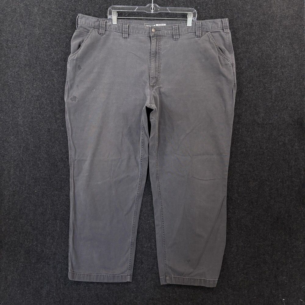 Carhartt Relaxed Fit Carpenter Pants Men's 46x28 Gray Canvas Stretch Workwear